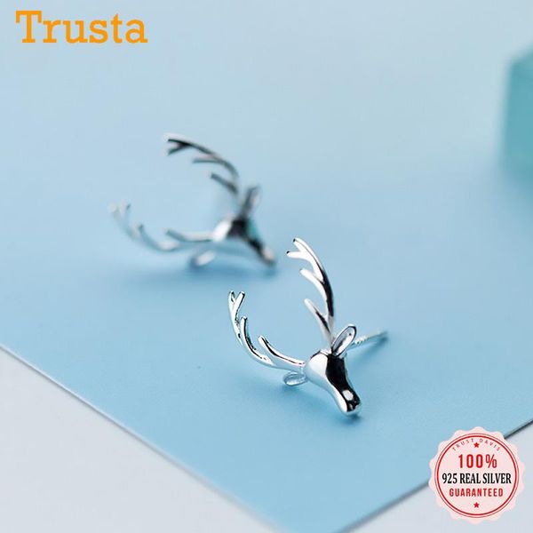

trustdavis real 925 sterling silver fashion cute milu deer stud earrings for women wedding birthday christmas present da1907, Golden;silver