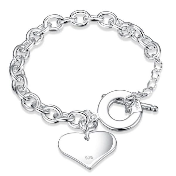 Braccialetti con ciondoli Braccialetti color argento di alta qualità Cuore Amore Tag Bracciale Gioielli per le donne Regalo TO-Chiusure