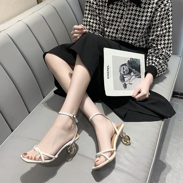 

spring thick heel one line buckle high-heeled sandals fashion square open toe women's sho trend, Black