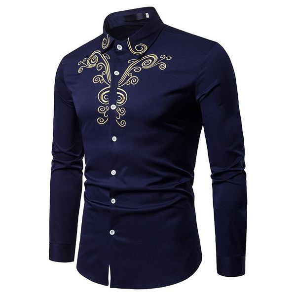 

ethnic clothing africa embroidered long sleeve blouse man navy blue muslim shirt lapel clothes arab short tunic islamic, Red