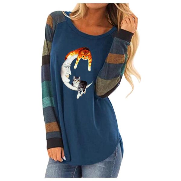 

women's blouses & shirts vintage print blouseÂ autumn plus size round neck long sleeve pullover casual loose tunic for women 40#, White