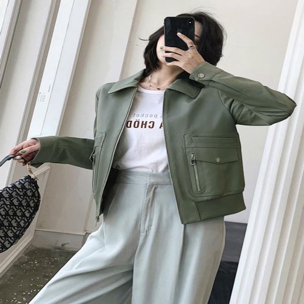 

women's leather & faux jacket genuine women clothes 2021 casual real sheepskin coat female slim fit ladies jackets outerwear b19d01034, Black