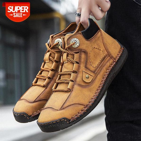 

men's shoes, casual sports wind mid-round toe, breathable leather shoes #ly1m