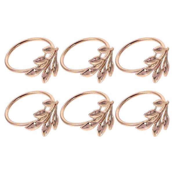 

napkin rings 6 pcs decorative leaf buttons for dining table decoration (rose gold)