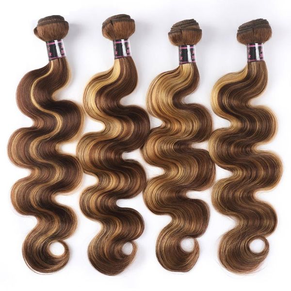 

human hair bulks p4/27 brown highlight body wave raw 30 32 34 inch bundles colored for black woman ombre water remy