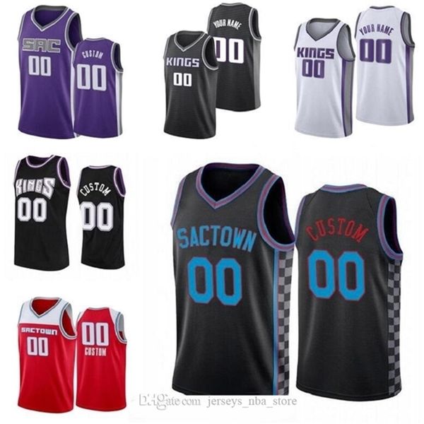

09custom men youth sacramentocity team men deaaron 5 fox 55 williams 4 webber any name and number swingman basketball city jersey, Black