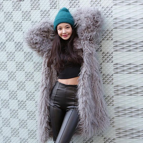 

women's fur & faux [ewq] korea jacket parka winter clothing women fashion white overcoat thick warm female plush coat 2021 16e3456, Black