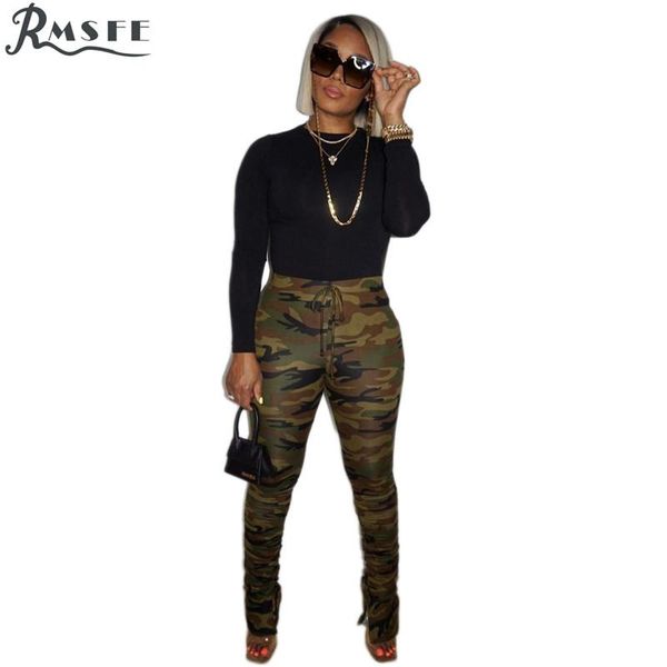 

fashion mujer vintage camouflage autumn full pants women shinny pencial pant sets summer women's & capris, Black;white