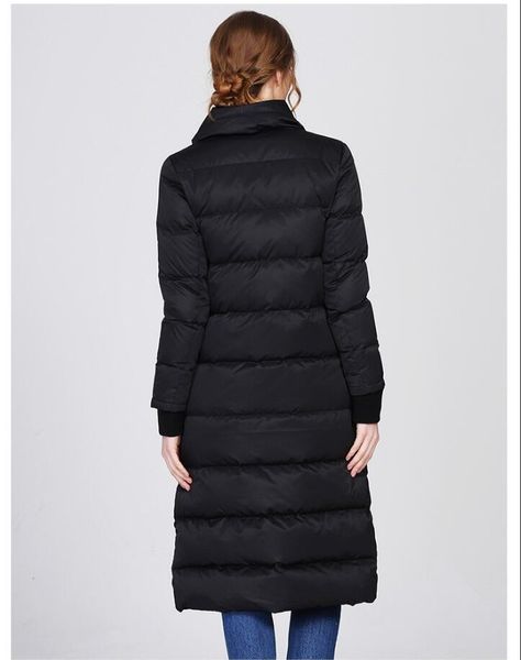 

femmes couleur unie revers slim long doudoune paissie e taille nouvelle annonce, Black