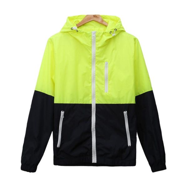 

men's jackets windbreaker men spring summer stitching color hooded zipper thin jacket 2021 male korea street casual outerwear coat, Black;brown