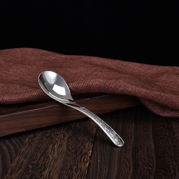 

spoons s999 sterling silver tableware soup spoon for baby demitasse bucket kitchenware