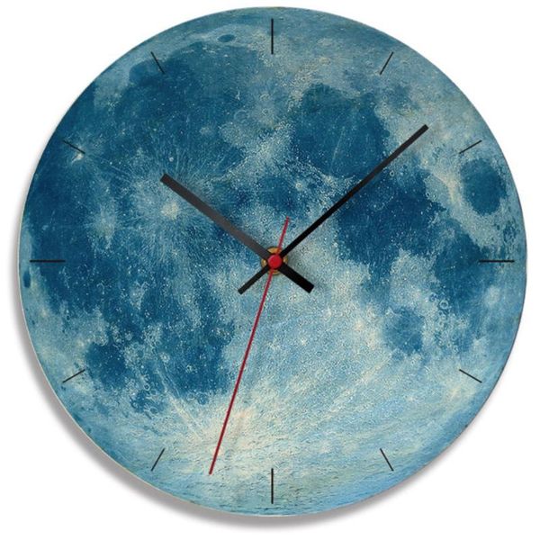 

home moon creative wall clock living room wooden decoration black hole clocks