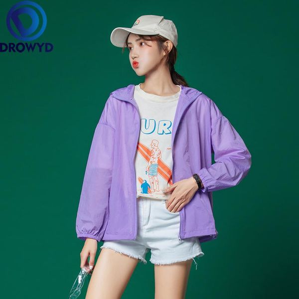 

women's jackets summer hooded thin baseball jacket women casual pockets transparent bomber breathable sunscreen cardigan loose coat 3, Black;brown