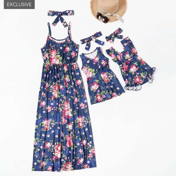 

casual dresses dress women clothes printed suspender long waist mother dau su0z, Black;gray