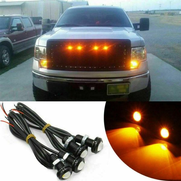 

car headlights universal amber led bumper grille hood light for truck suv svt raptor 4pcs