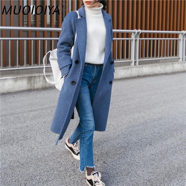 

women's wool & blends autumn winter jacket women real coat female double side woolen coats korean outwear manteau femme my3491, Black