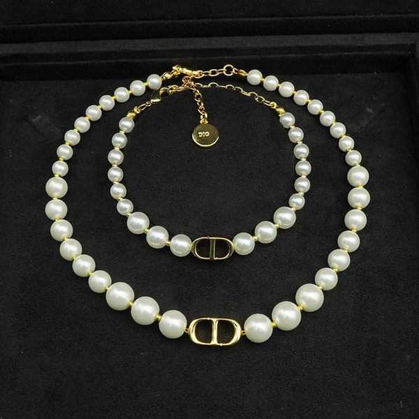 

d jia di cd pearl necklace simple bracelet, Golden;silver