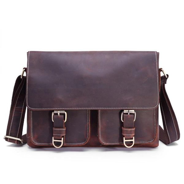 

backpack men's first layer leather magazine postage bag crazy horse retro computer fashion single shoulder 1058