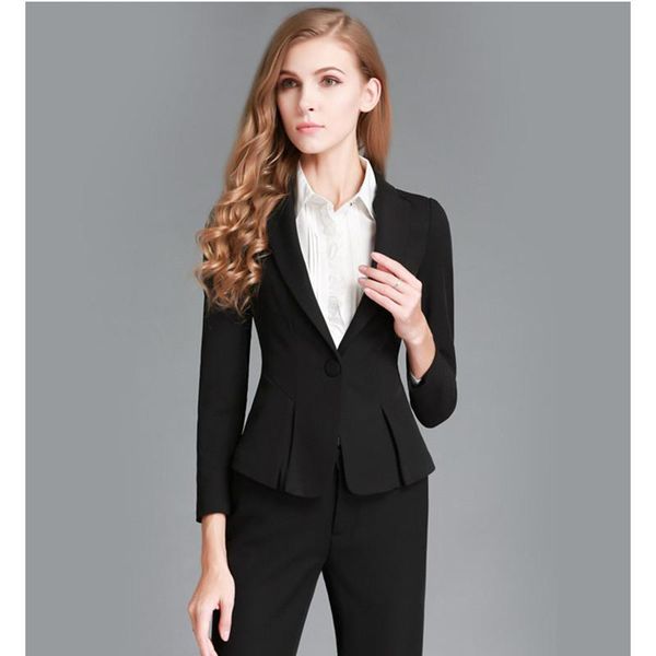

women's suits & blazers autumn winter fashion women custom made sets elegant female business suit pant (jacket+pants), White;black