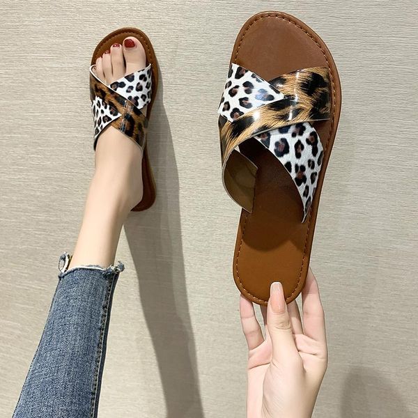 

sandals women platform shoes leopard 2021 summer slipper indoor outdoor flip-flops beach, Black