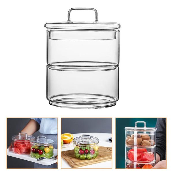 

bowls 2 pcs glass salad with lid ice cream storage containers (transparent)