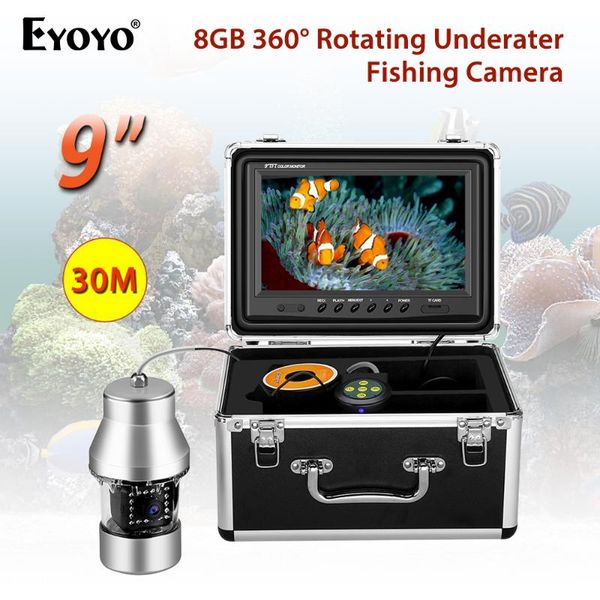 

fish finder eyoyo ef360 360 degree rotating camera 9 inch 30m underwater fishing video ip68 waterproof 18 leds cam