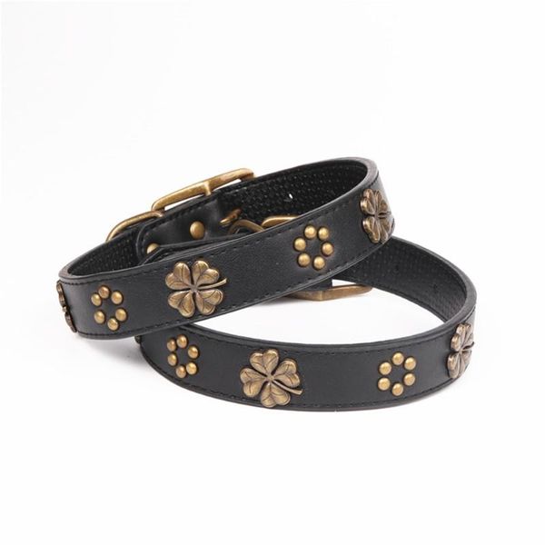 

dog collars & leashes copper four-leaf clover pet collar, made of leather, buckle design, fine workmanship, cat supplies
