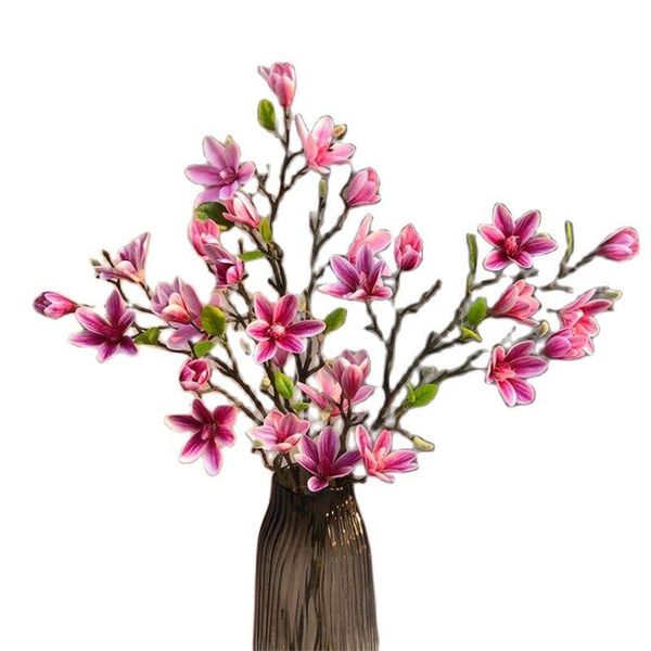 Dekorative Blumenkränze, ein gefälschter einzelner Stiel, fühlt sich echt an, Magnolie, 88,9 cm Länge, Simulation 3D-Druck, Yulania Denudata, für Hochzeit, Cneterpiec