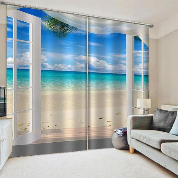 

curtain & drapes custom beach curtains 3d blackout for living room bedroom fabric