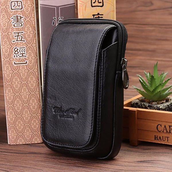 

waist bags natural skin belt money hook bag cell/mobile phone case purse fashion designer genuine leather men fanny pack