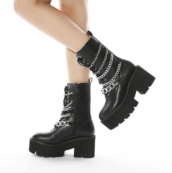 

boots heels pumps girls pu leather waterproof shoes woman women ankle chaussure zapatos mujer gladiator plus size bootiesk0183, Black
