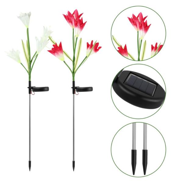 

solar lamps 2 pcs ground plug lamp floor simulated flower decorative