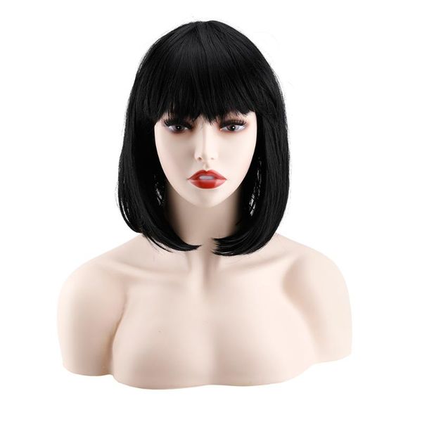 

synthetic wigs short bob straight brazilian wig middle part hair full head for black women heat resistant