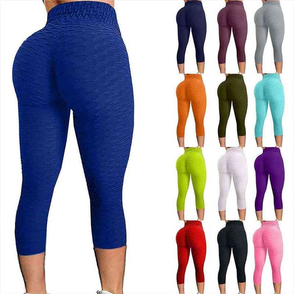 

3 4 pants calf womens leggings length capri pant sport fitness gym high waist leggins black drop