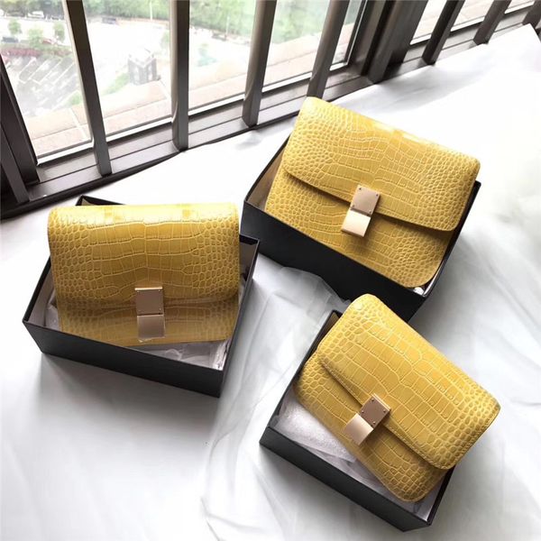 

wallets 2019 beancurd crocodile box cowhide one shoulder cross small square leather women's bag fashion, Red;black