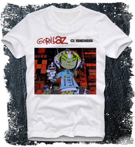 

t-shirt gorillaz g sides electronic altrnative pop rock music, White;black