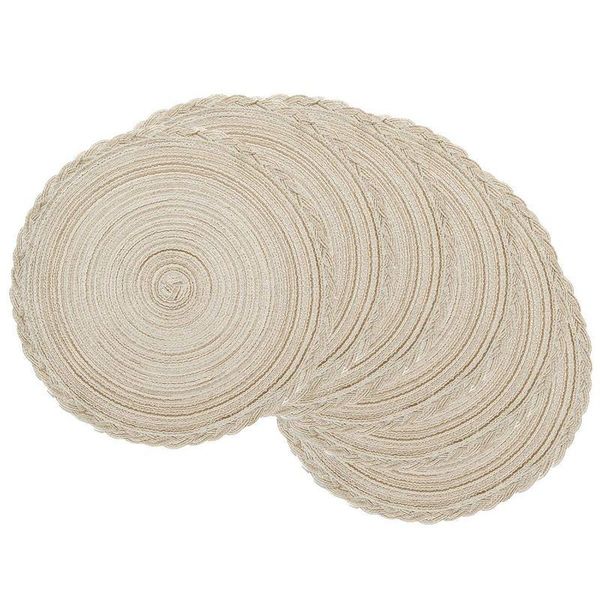 

indoor & outdoor round woven placemat, set of 6 perfect for fall, dinner parties, bbqs, christmas parties and everyday use mats pads