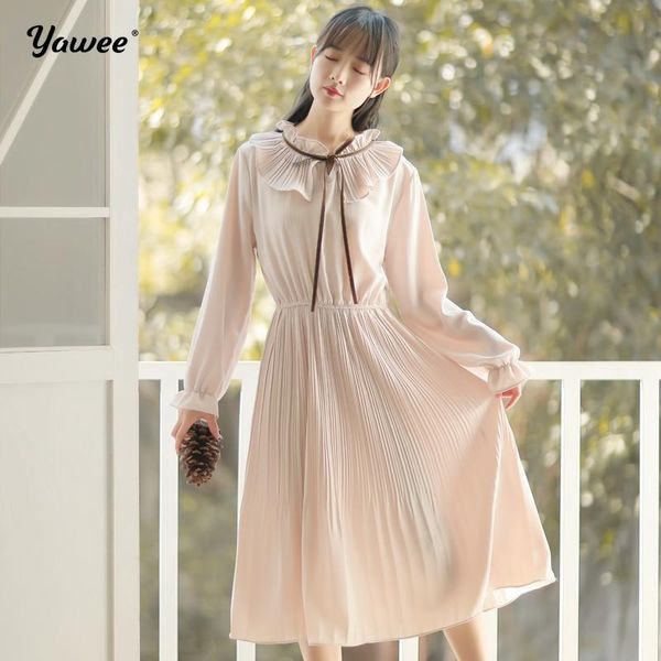 

casual dresses yawee summer solid long dress women preppy style boho chiffon sleeve calf ladies vestidos, Black;gray