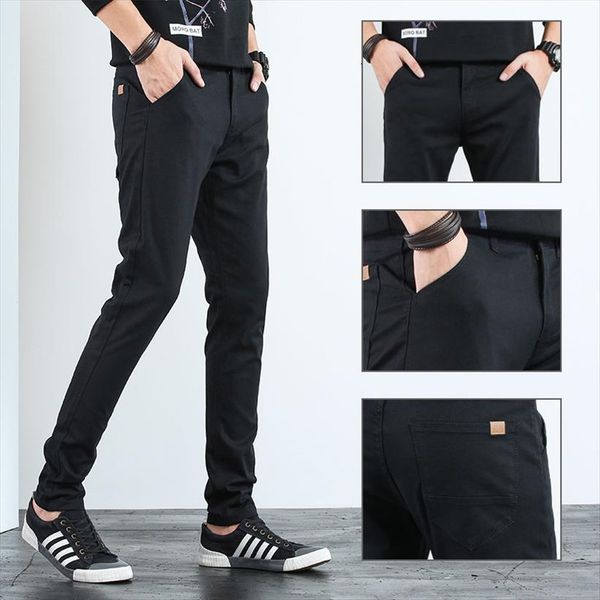 

casual cotton slim fit women pant chinos fashion trousers male brand clothing plus size fashionable pure color, Black