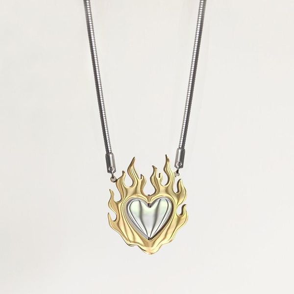 

pendant necklaces cold wind stitching necklace female peach heart heart-shaped rotating, Silver