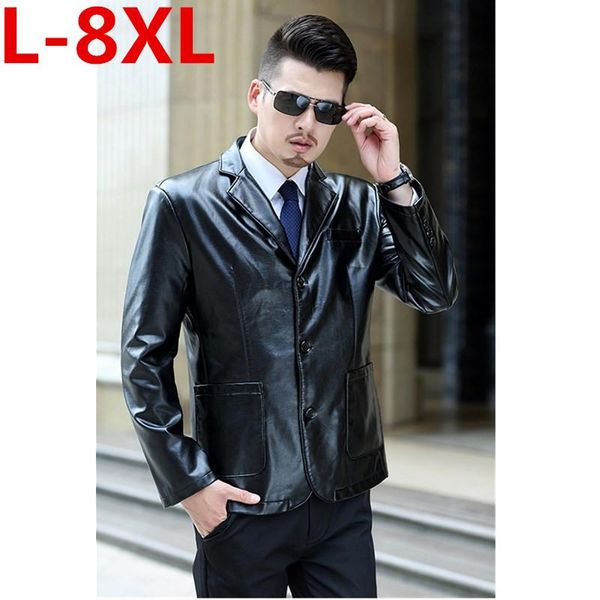 

men's fur & faux plus size 8xl 7xl 6xl 5xl 4xl winter autumn brand pu leather jacket men motorcycle jackets overcoat jaqueta high quali, Black