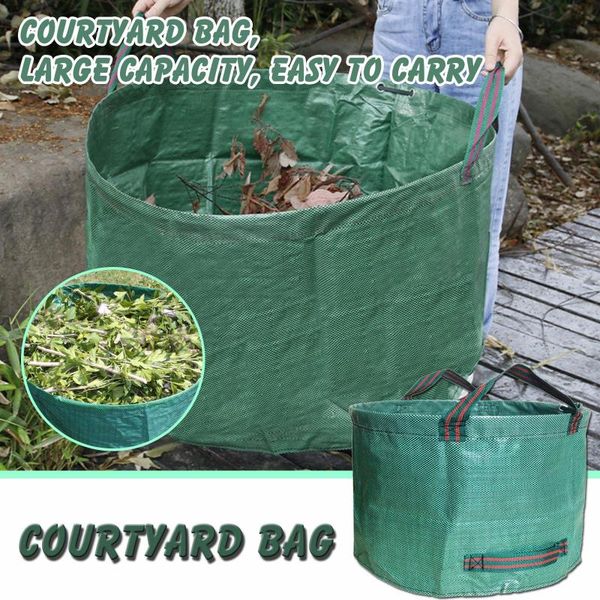 

storage bags 120l large capacity garden bag reusable leaf sack trash can foldable garbage waste collection container