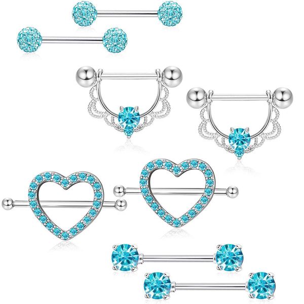 8 teile/los 316L Edelstahl Nipplerings Nippel Zunge Ringe Frauen Mädchen CZ Barbell Piercing Schmuck