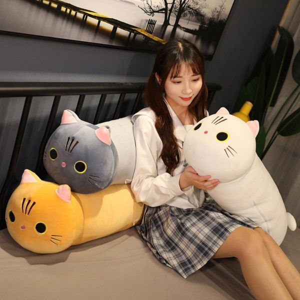 

pillow plush cat toy white black brown stuffed animal throw kids birthday gift for children cute 25/35/50cm
