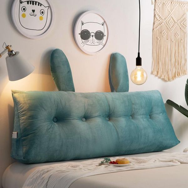 

large cotton cusion cute massage velvet fabric bed pillow triangle backrest cushion reading almohadas cama home textile eb50zd cushion/decor