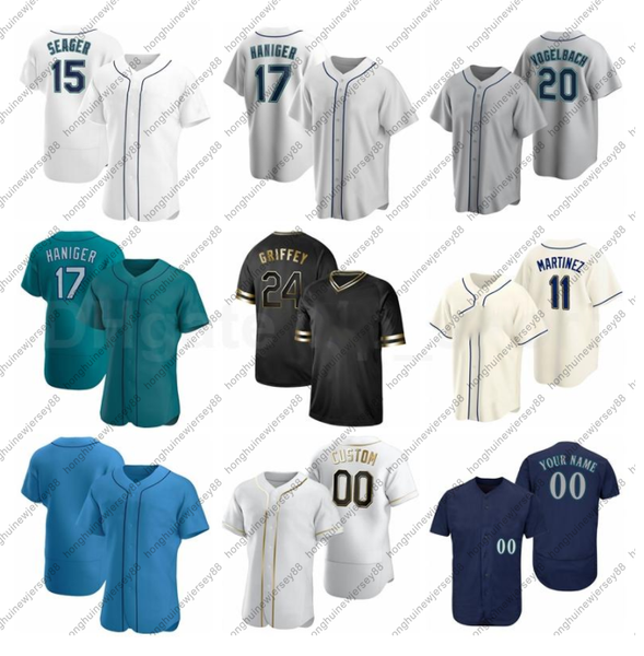 

2020 baseball 24 ken griffey jersey 11 edgar martinez 51 suzuki ichiro 51 randy johnson felix hernandez custom name number men kids, Blue;black