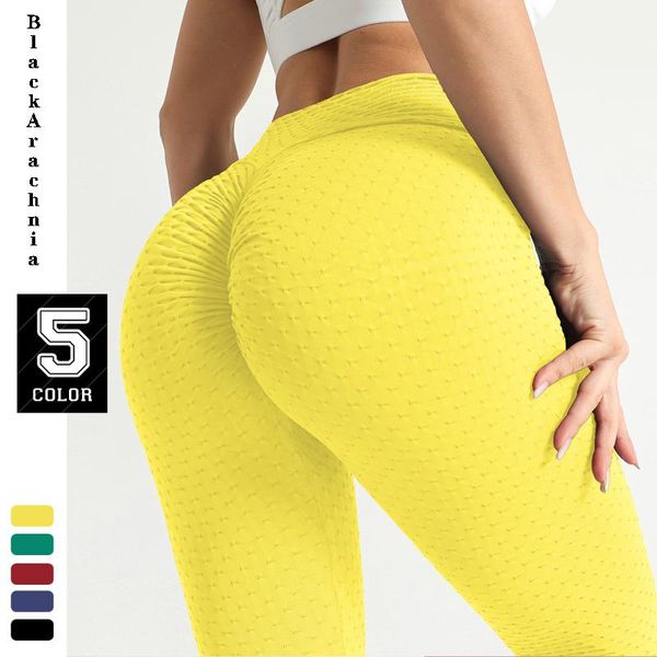

women's leggings gym seamless knitted high waist pants women hips push up fitness booty running scrunch bushaping sport pant, Black
