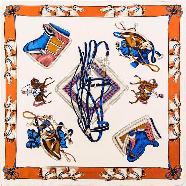 

scarves pobing racecourse print square wraps hijab stain silk scarf women fashion lady headband small foulards bandana 70cm*70cm, Blue;gray