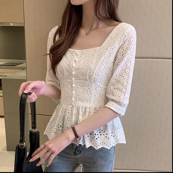 

summer wear western womens blouses style covered his loins belly unlined upper garment of waist net red and white