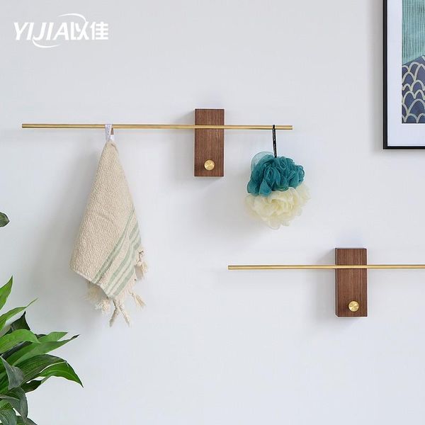 

environmental protection el apartment bathroom solid wood punch creative towel hanging rod brass removable rack racks
